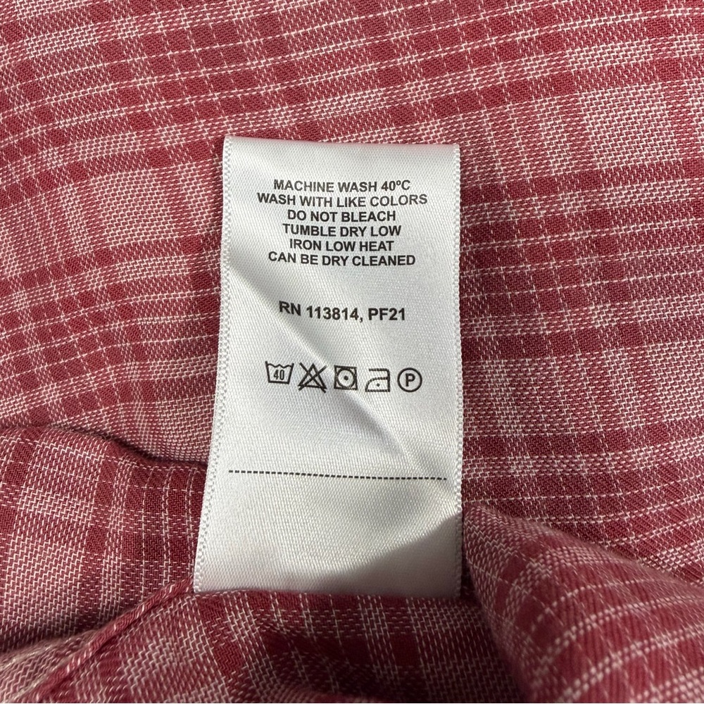 Billy Red Men’s Medium Slim Red Plaid Short Sleeve Button Down, light weight - Picture 9 of 11